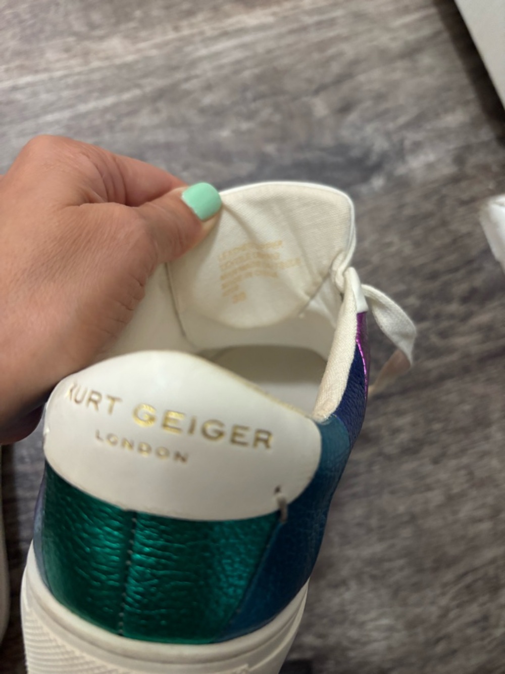 Kurt Geiger White Sneakers with Rainbow Stripe Panels - Picture 6 of 6
